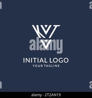 KT triangle monogram logo design ideas, creative initial letter logo with triangular shape logo vector Stock Vector