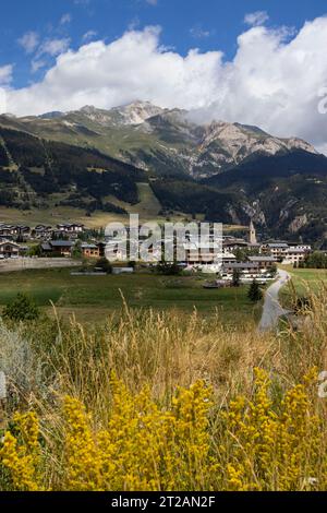 Lovely summer view of Aussois village and ski resort in the Vanoise massif, in the Savoie department in the Auvergne-Rhône-Alpes region in south-easte Stock Photo