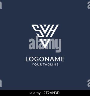 SH triangle monogram logo design ideas, creative initial letter logo with triangular shape logo vector Stock Vector