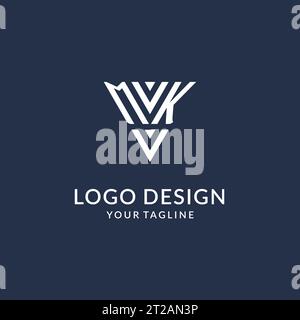 MK triangle monogram logo design ideas, creative initial letter logo with triangular shape logo vector Stock Vector
