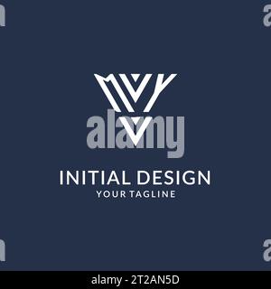MY triangle monogram logo design ideas, creative initial letter logo with triangular shape logo vector Stock Vector