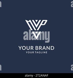 MP triangle monogram logo design ideas, creative initial letter logo with triangular shape logo vector Stock Vector