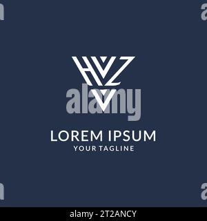 HZ triangle monogram logo design ideas, creative initial letter logo with triangular shape logo vector Stock Vector