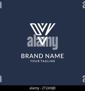 OV triangle monogram logo design ideas, creative initial letter logo with triangular shape logo vector Stock Vector