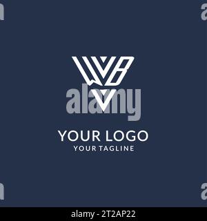 WB triangle monogram logo design ideas, creative initial letter logo with triangular shape logo vector Stock Vector