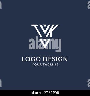 TK triangle monogram logo design ideas, creative initial letter logo with triangular shape logo vector Stock Vector