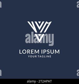 VM triangle monogram logo design ideas, creative initial letter logo with triangular shape logo vector Stock Vector