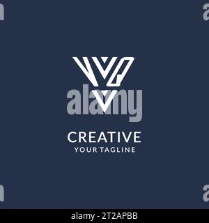 VQ triangle monogram logo design ideas, creative initial letter logo with triangular shape logo vector Stock Vector