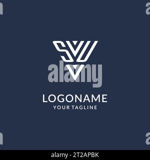 SU triangle monogram logo design ideas, creative initial letter logo with triangular shape logo vector Stock Vector