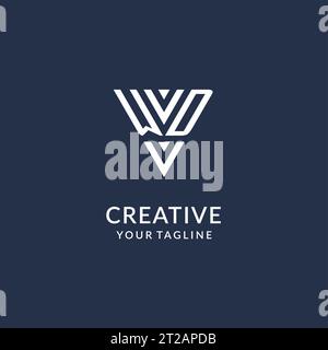 WD triangle monogram logo design ideas, creative initial letter logo with triangular shape logo vector Stock Vector