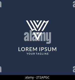 WM triangle monogram logo design ideas, creative initial letter logo with triangular shape logo vector Stock Vector