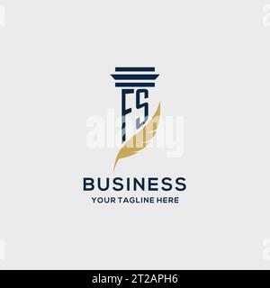 FS monogram initial logo with pillar and feather design, law firm logo inspiration Stock Vector
