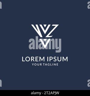 VZ triangle monogram logo design ideas, creative initial letter logo with triangular shape logo vector Stock Vector
