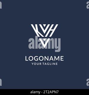 KH triangle monogram logo design ideas, creative initial letter logo with triangular shape logo vector Stock Vector