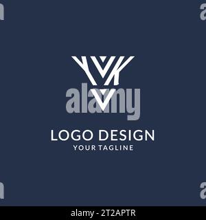 YK triangle monogram logo design ideas, creative initial letter logo with triangular shape logo vector Stock Vector