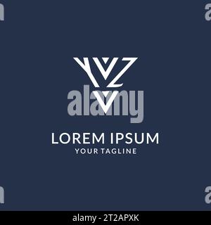 YZ triangle monogram logo design ideas, creative initial letter logo with triangular shape logo vector Stock Vector
