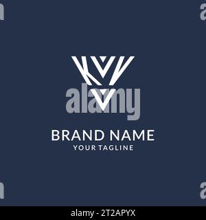 KV triangle monogram logo design ideas, creative initial letter logo with triangular shape logo vector Stock Vector