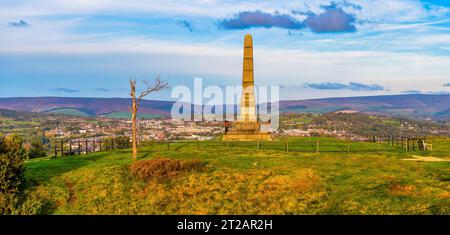 Hyde War Memorial Panoramic in Werneth low country park, Greater Manchester. Stock Photo
