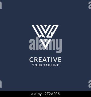 WQ triangle monogram logo design ideas, creative initial letter logo with triangular shape logo vector Stock Vector