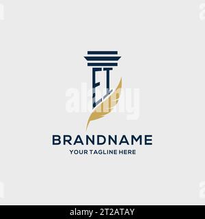 EI monogram initial logo with pillar and feather design, law firm logo inspiration Stock Vector