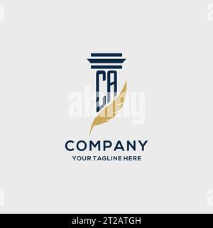 CA monogram initial logo with pillar and feather design, law firm logo inspiration Stock Vector