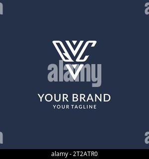 QC triangle monogram logo design ideas, creative initial letter logo with triangular shape logo vector Stock Vector