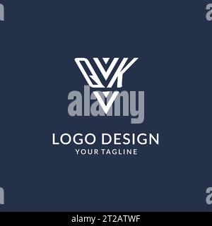 QK triangle monogram logo design ideas, creative initial letter logo with triangular shape logo vector Stock Vector