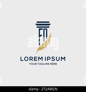 FN monogram initial logo with pillar and feather design, law firm logo inspiration Stock Vector
