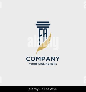 FA monogram initial logo with pillar and feather design, law firm logo inspiration Stock Vector
