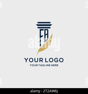FB monogram initial logo with pillar and feather design, law firm logo inspiration Stock Vector