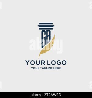 GB monogram initial logo with pillar and feather design, law firm logo inspiration Stock Vector