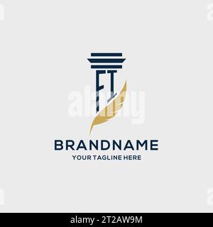 FI monogram initial logo with pillar and feather design, law firm logo inspiration Stock Vector