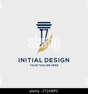 IZ monogram initial logo with pillar and feather design, law firm logo inspiration Stock Vector