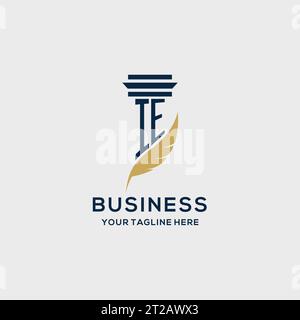 IE monogram initial logo with pillar and feather design, law firm logo inspiration Stock Vector