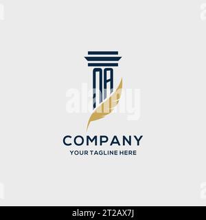 NA monogram initial logo with pillar and feather design, law firm logo inspiration Stock Vector