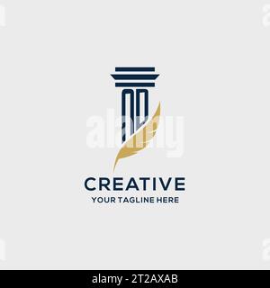 ND monogram initial logo with pillar and feather design, law firm logo inspiration Stock Vector