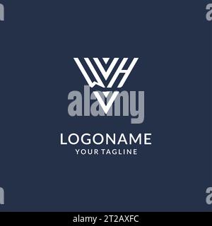 WH triangle monogram logo design ideas, creative initial letter logo with triangular shape logo vector Stock Vector