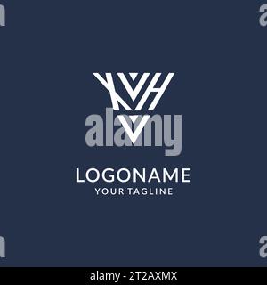 XH triangle monogram logo design ideas, creative initial letter logo with triangular shape logo vector Stock Vector