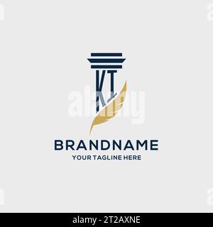 KI monogram initial logo with pillar and feather design, law firm logo inspiration Stock Vector