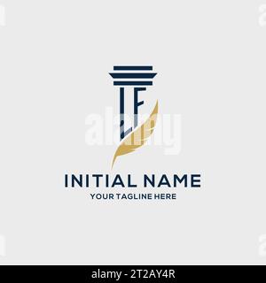LF monogram initial logo with pillar and feather design, law firm logo inspiration Stock Vector