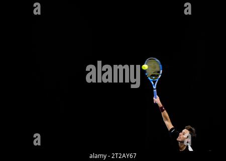 Antwerp, Belgium. 18th Oct, 2023. French Edouard Roger-Vasselin pictured in action during a second round doubles match at the European Open Tennis ATP tournament, in Antwerp, Wednesday 18 October 2023. BELGA PHOTO JASPER JACOBS Credit: Belga News Agency/Alamy Live News Stock Photo