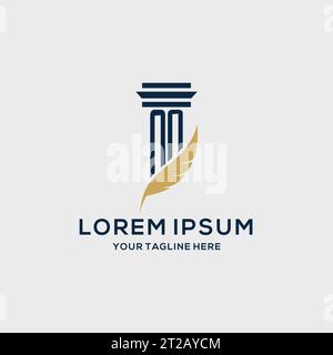 NN monogram initial logo with pillar and feather design, law firm logo inspiration Stock Vector