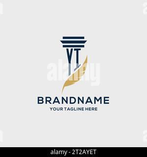 YI monogram initial logo with pillar and feather design, law firm logo inspiration Stock Vector