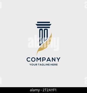 QO monogram initial logo with pillar and feather design, law firm logo inspiration Stock Vector