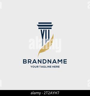 YW monogram initial logo with pillar and feather design, law firm logo inspiration Stock Vector