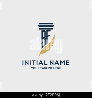 BF monogram initial logo with pillar and feather design, law firm logo inspiration Stock Vector