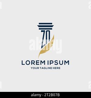 ZN monogram initial logo with pillar and feather design, law firm logo inspiration Stock Vector