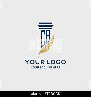 CB monogram initial logo with pillar and feather design, law firm logo inspiration Stock Vector