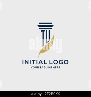 TU monogram initial logo with pillar and feather design, law firm logo inspiration Stock Vector