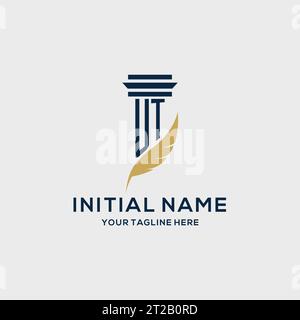 UT monogram initial logo with pillar and feather design, law firm logo inspiration Stock Vector